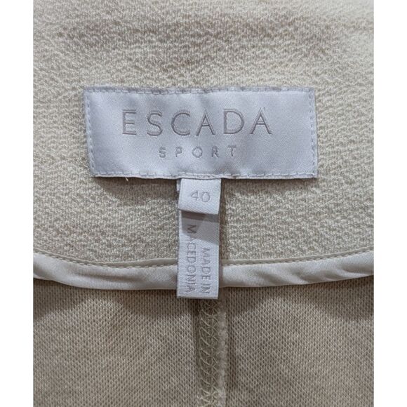 Escada Women's EU 40, US M Wool Blend Powder Cream Rose Gold Two Button Blazer - Picture 10 of 12